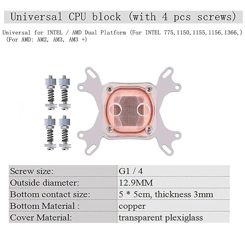 Miniatura 4 de Kit de refrigeración por agua DIY con bloque de CPU/GPU, depósito cilíndrico, bomba, ventilador LED, conectores de disipador de calor de 9.449 in