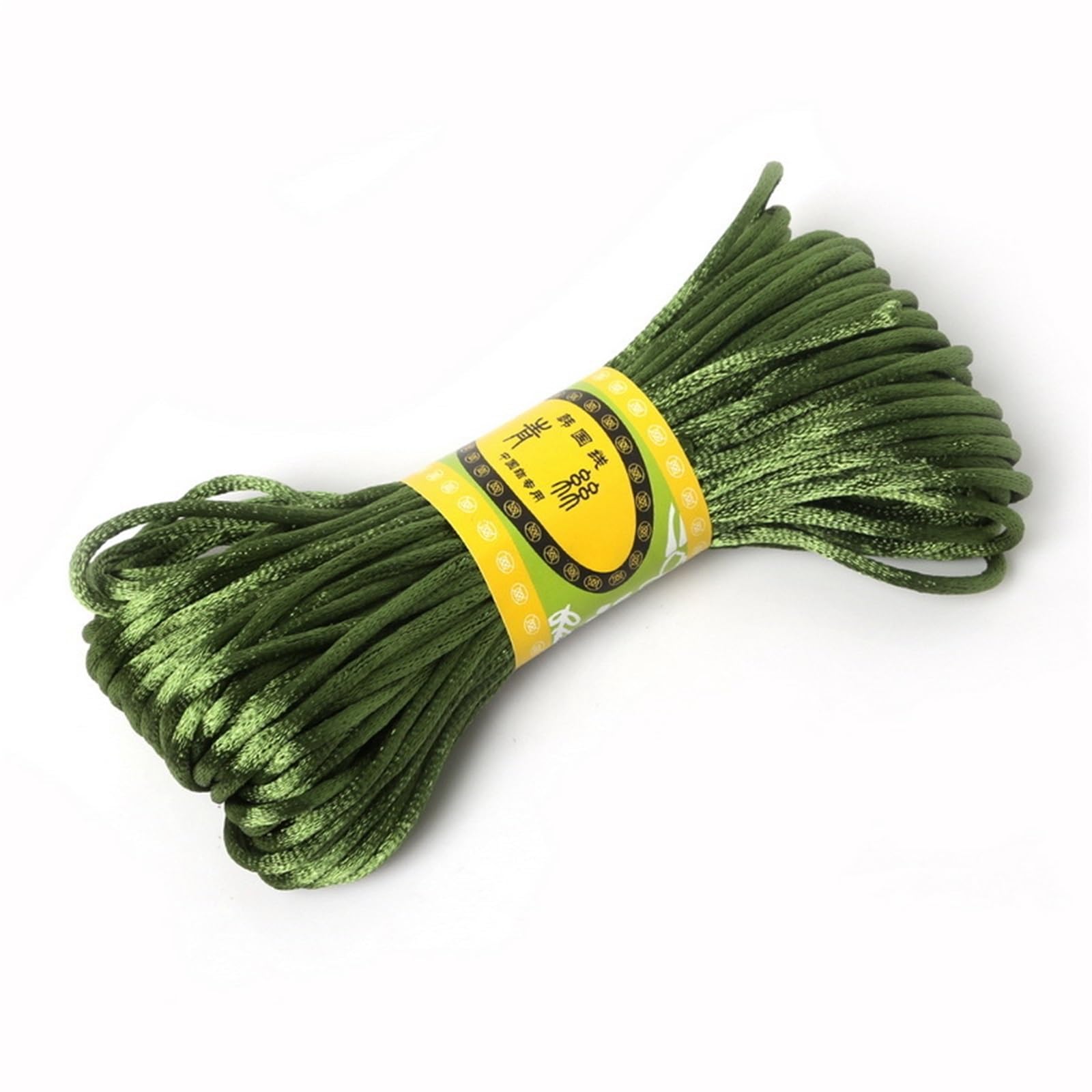 Nylon Cord Thread 10pcs 2.5mm 20Meters Soft Satin Rattail Silk Nylon Macrame Cord Kumihimo String for Making Bracelet, Necklace, Chinese Knot(Army Green)