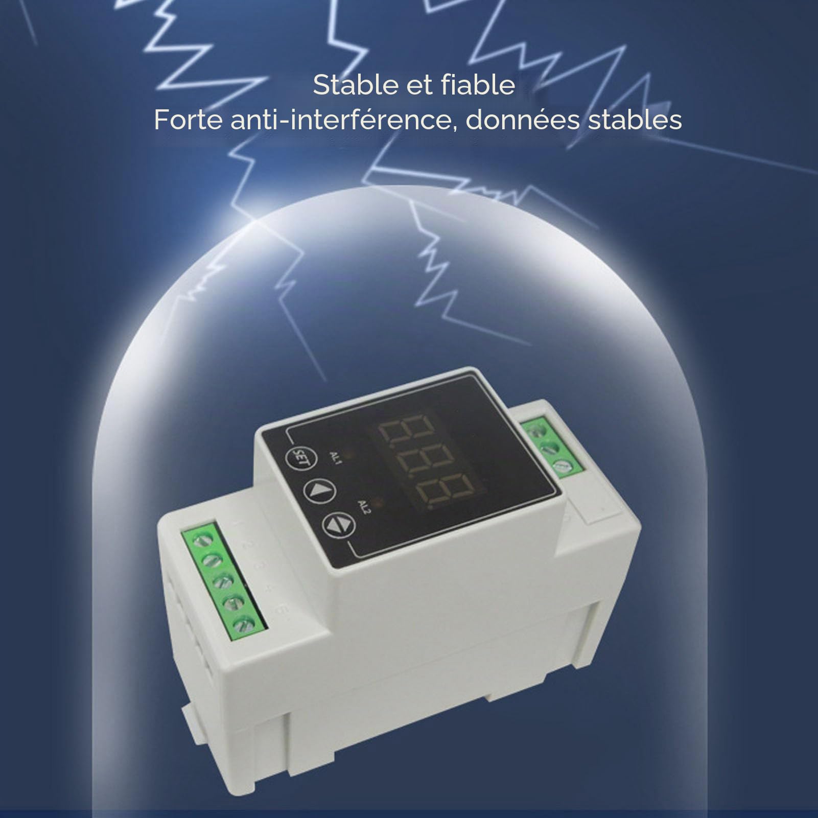Thermostat de Régulateur de Température de Rail de Guidage de Contrôleur de Température Numérique avec Cordon de Détection de Température AC100-240V Plage -40°C à 110°C pour Aquaculture, Serre