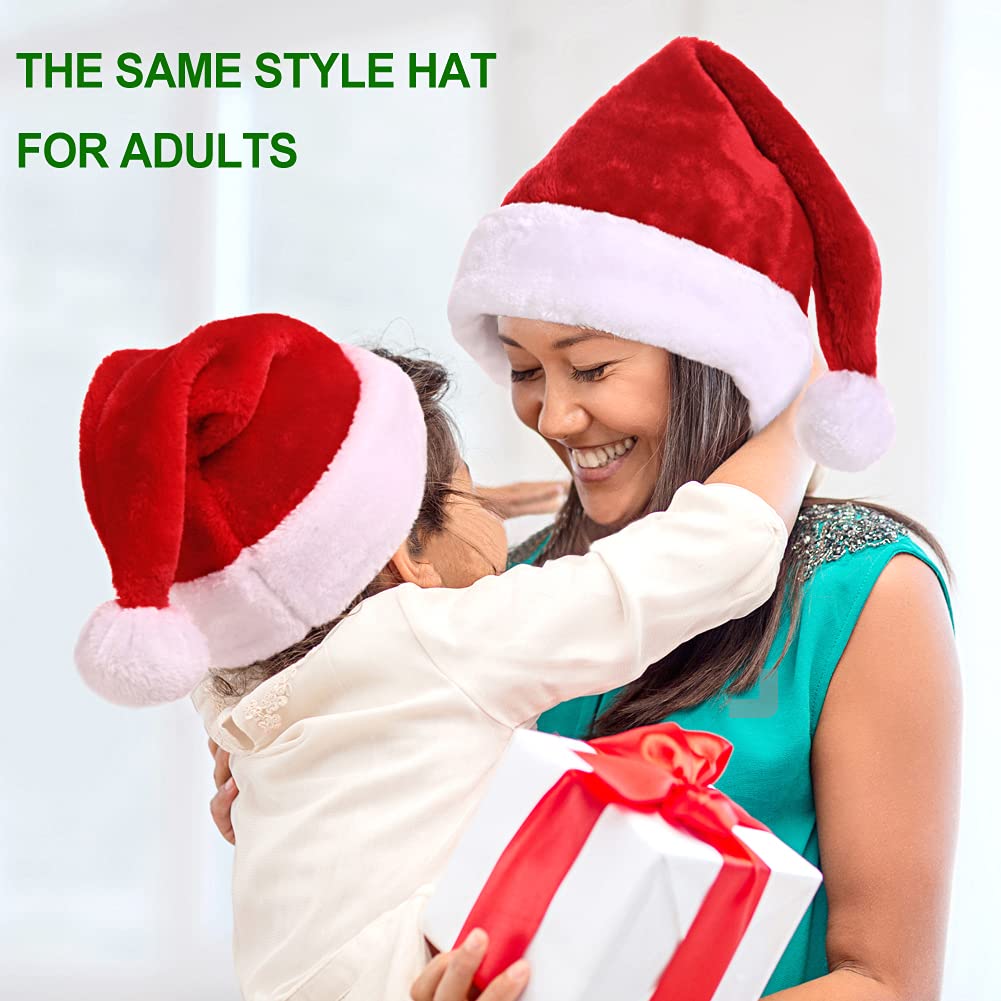 KONVINIT Cappello Babbo Natale Peluche per Adulti, Cappellini Natale,Cappellino Babbo Natale Onesize