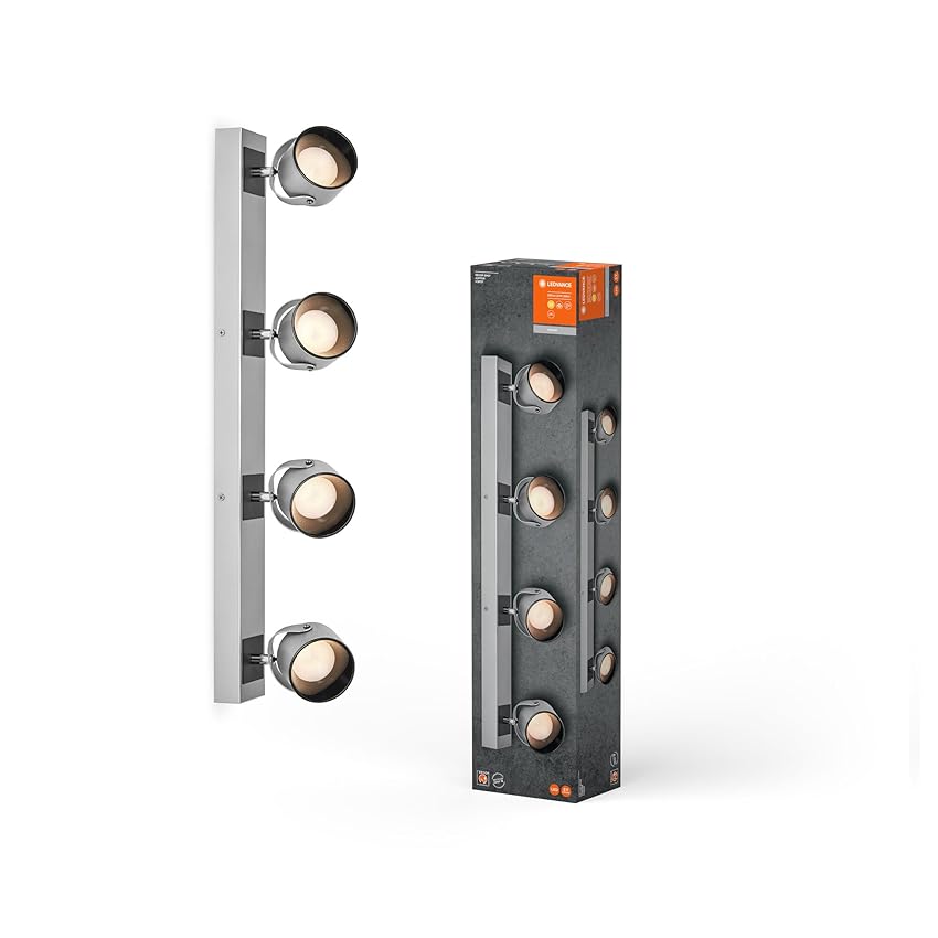 LEDVANCE DECOR SPOT JUPITER, 22W, 750lm, argento, faretto, teste orientabili, versatile, spot per interni, colore della luce bianco caldo, ottica di alta qualità, facile da installare