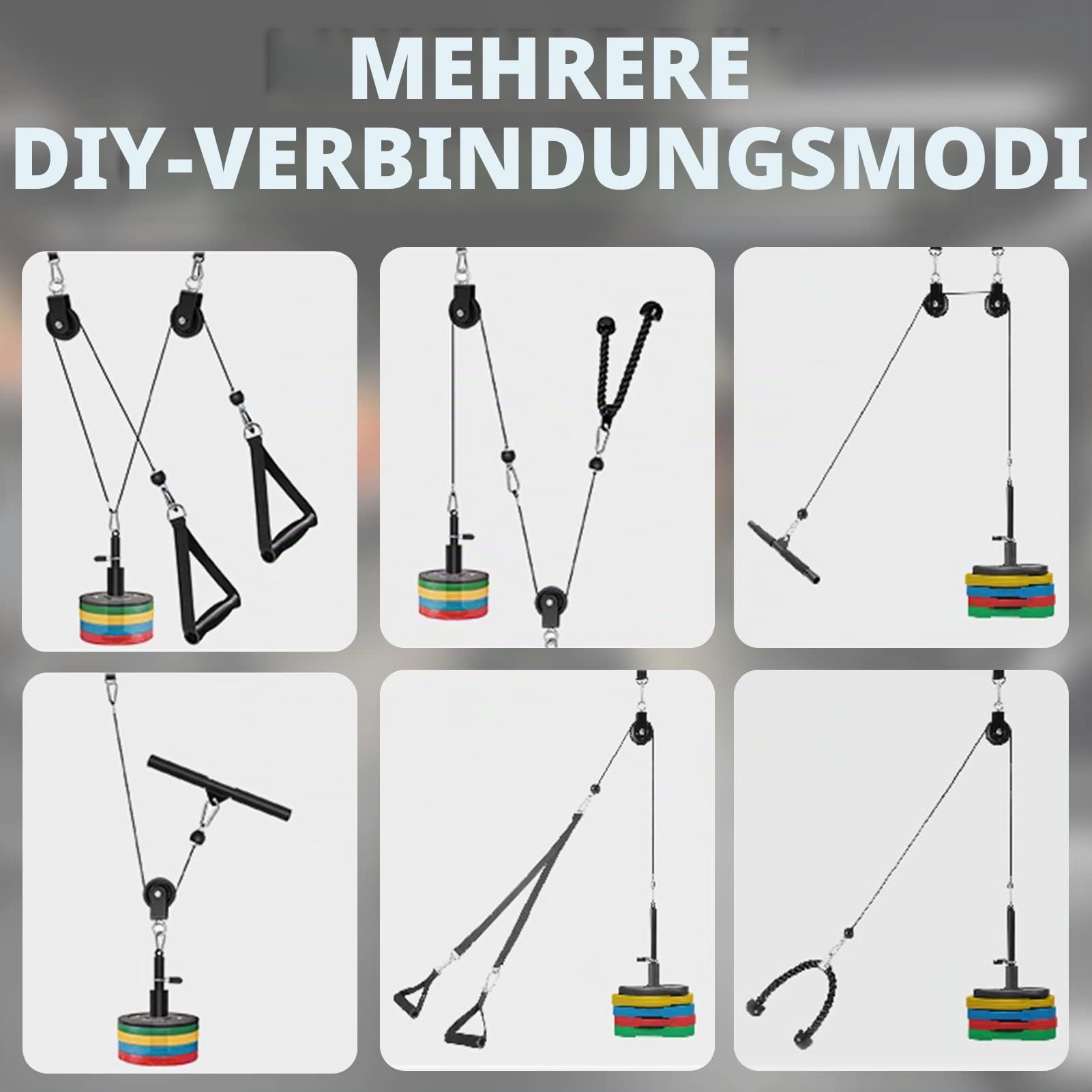 Favuit Kabelzug Fitness Kabel Latzug Unterarmtrainer Set, Gym Arm-Krafttraining Trizeps Seil Gewicht Fitnessgerät DIY Latzugturm Kabelzug Pulley System für Zuhause Gym Bizeps Curl Trizeps Armtraining