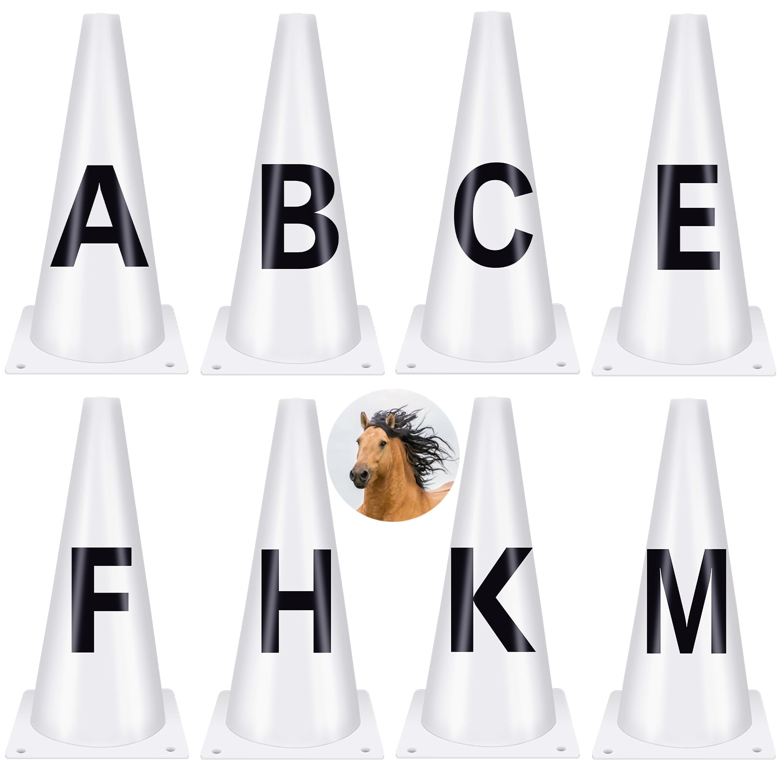 ITULCYO Dressage Cones Training Cones Dressage 8 Pcs Dressage Letters for Arena Letters Dressage Cones Set,Arena Arena Dressage Markers Equipment,Dressage Markers A B C E H K F M Large Letter Marks
