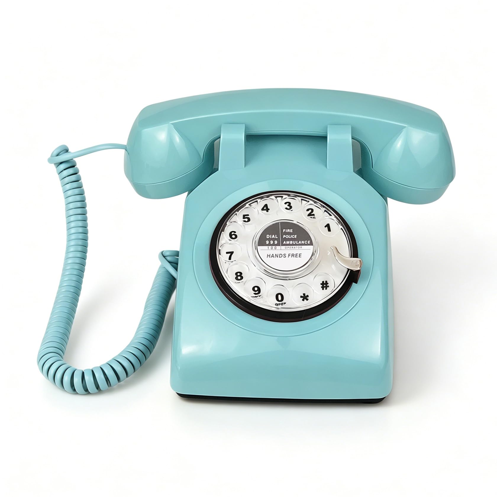Retro Design przewodowy telefon stacjonarny, klasyczny vintage staromodny obrotowy cyferblat telefon stacjonarny dom biuro hotel wystrój, niebieski