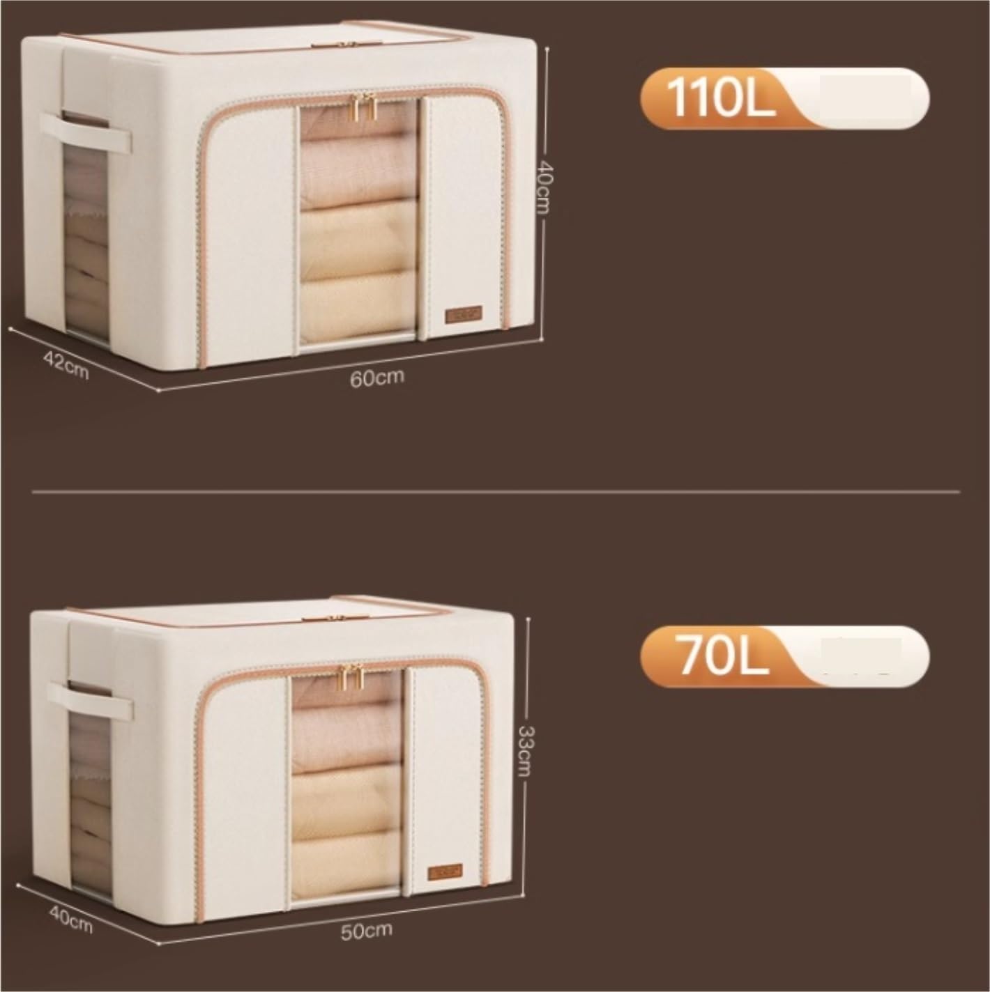 Clothes Storage Bags - Under Bed Box, Foldable Duvet Storage Bag with Clear Window - Organize Comforters & Clothes Efficiently, Size : 110L