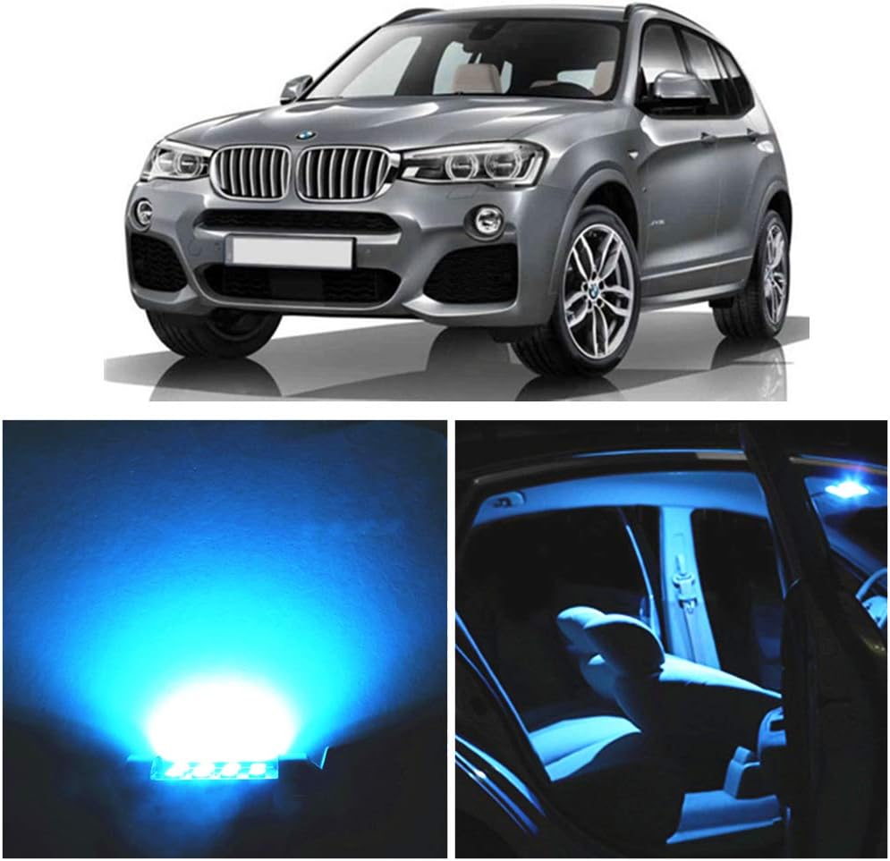 WLJH 20pieces Ice Blue Super Bright Canbus Error Free LED Reading Bulb Map Dome Roof Lights Interior Light Package Full Kit for BMW X3 F25 2011-2014