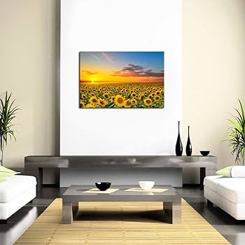 Amazon.com: sechars Sunflower Canvas Wall Art Sunrise in