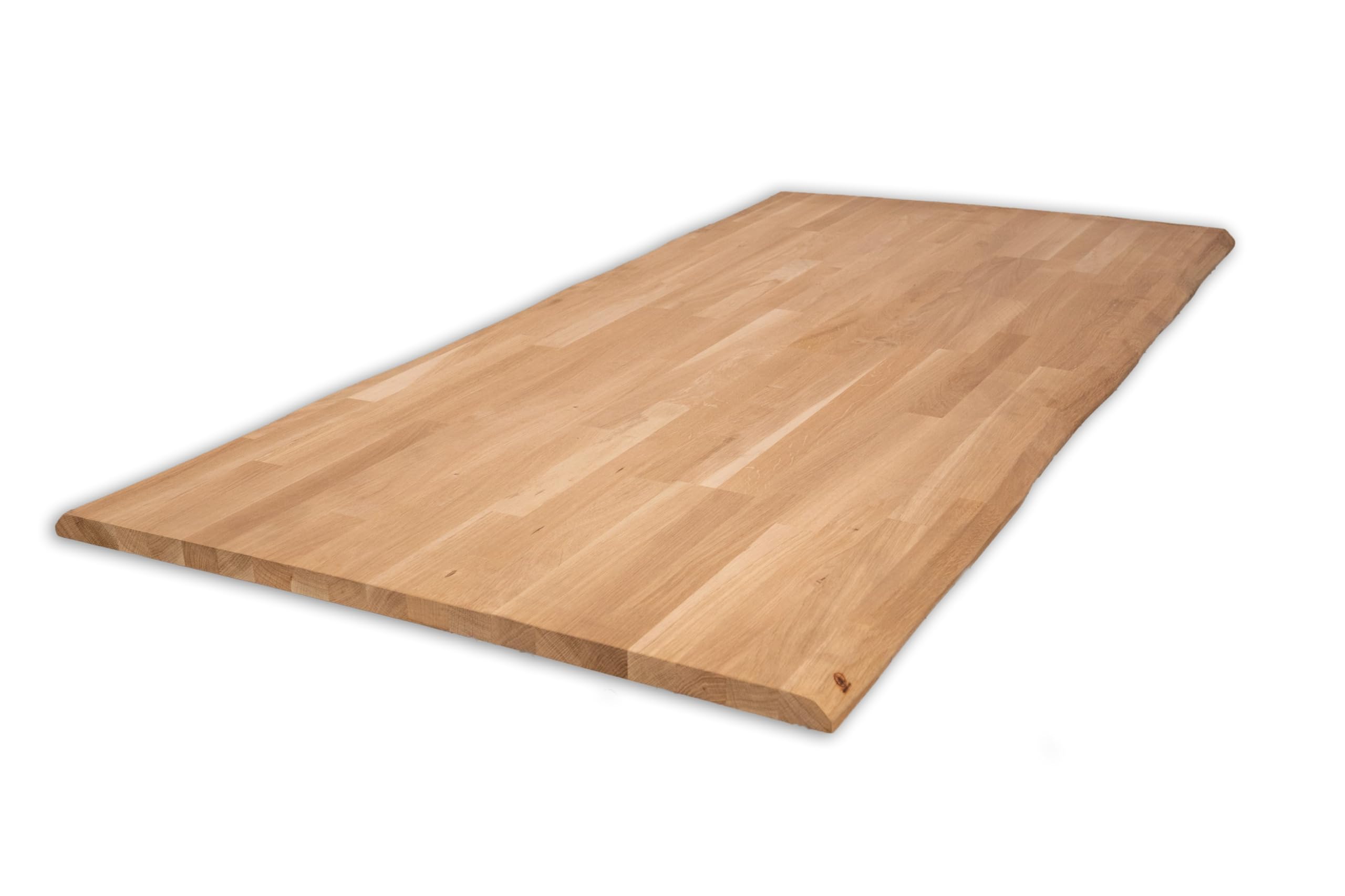 Plateau de table en chêne massif avec bord d'arbre (80 x 80 cm, chêne naturel)