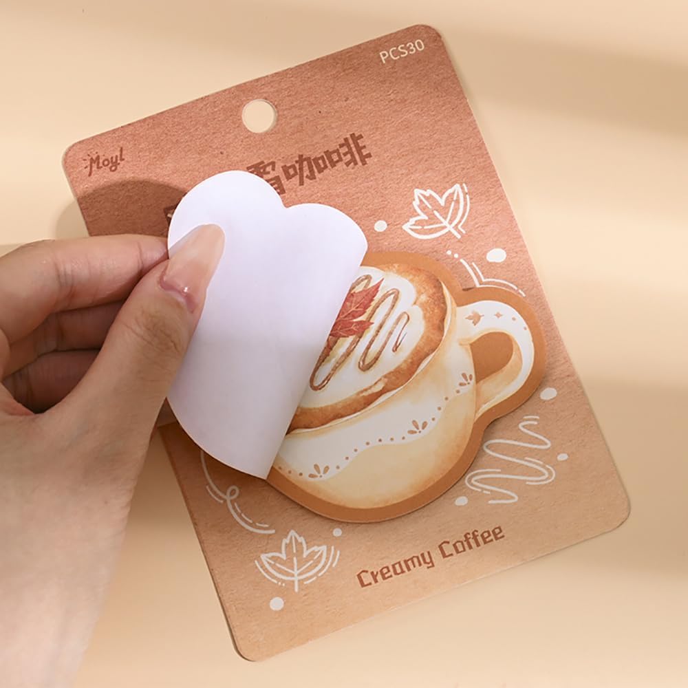 6 Styles Coffee Cup Sticky Notes Self-Stick Notepads Writing Memo Pads for School Classroom Quote Wall Home Office Students Supplies Party Favors Coffee Lovers Gifts (Style 4) - Image 2