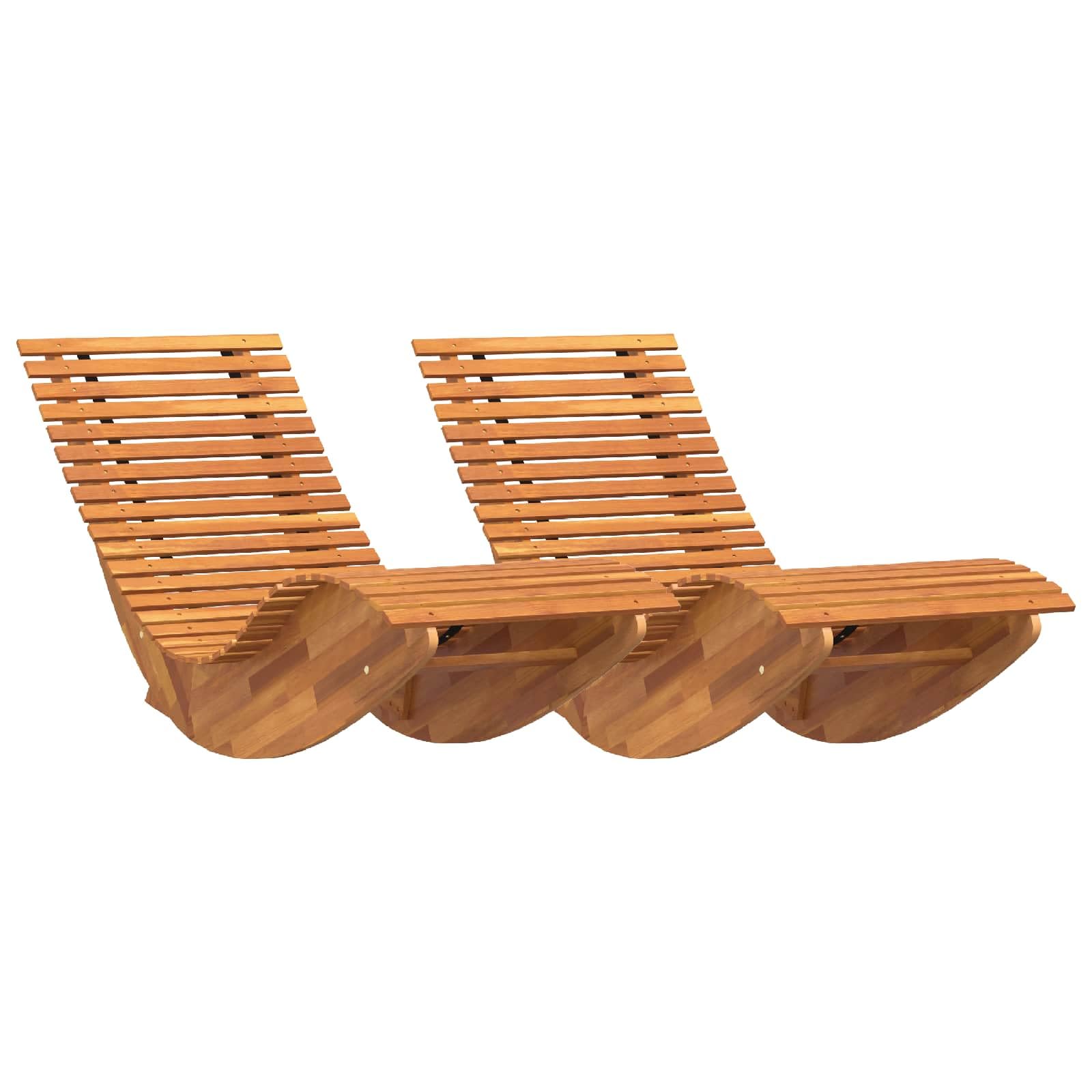 vidaXL 2X Sedie a Sdraio a Dondolo Stile Rustico Robusti Ergonomici Lettino Prendisole per Interni e Giardino Finitura ad Olio Legno di Acacia