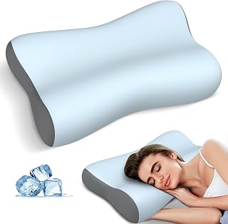 Polovo Cervical Neck Pillow: Contour Memory Foam for Neck Pain Relief, Ergonomic Support for Side/Back/Stomach Sleepers + Cooling Case
