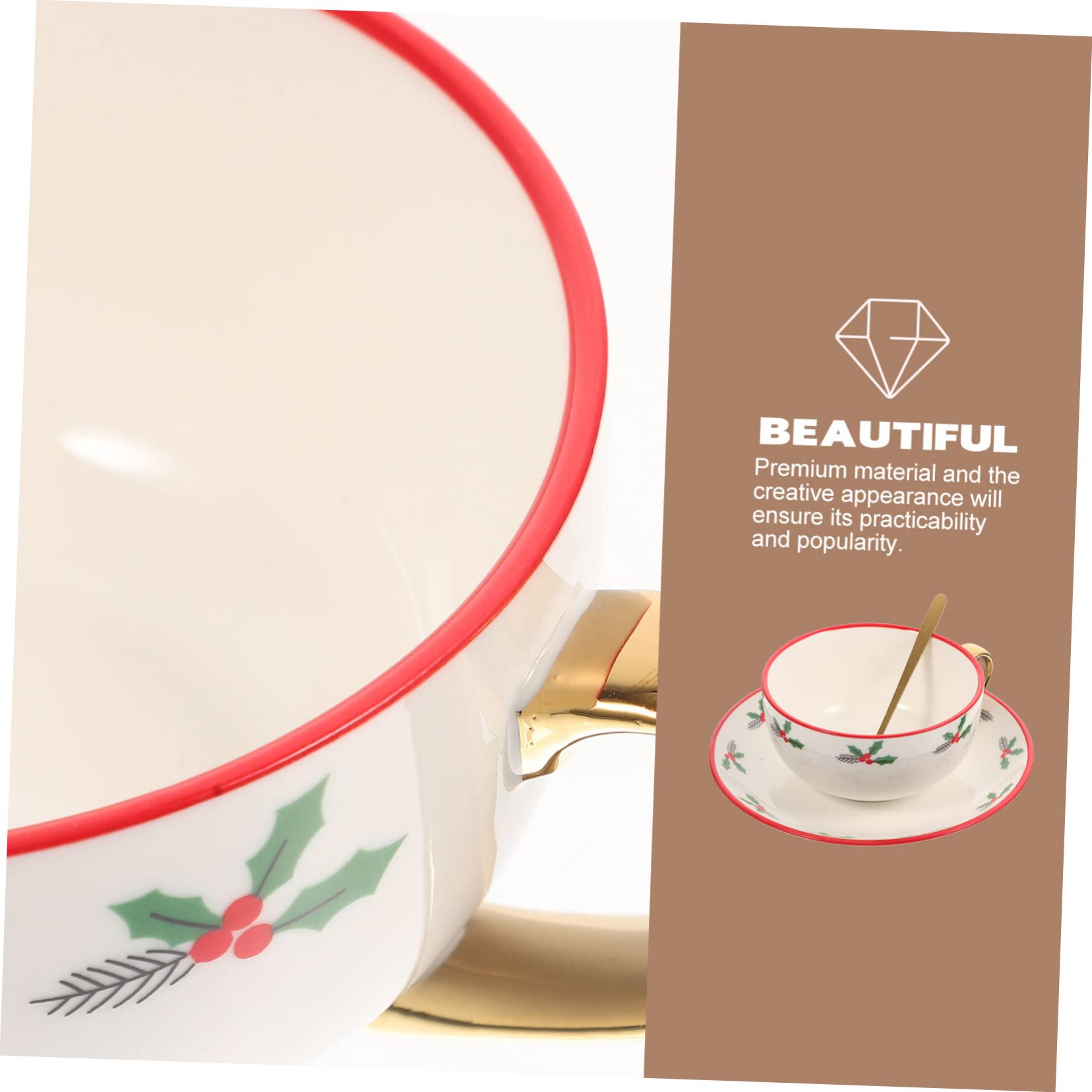 Alipis Weihnachtliches Keramik Kaffeetassen mit Untertasse 3 Stück Xmas Design für Festliche Anlässe Robust und Praktisch