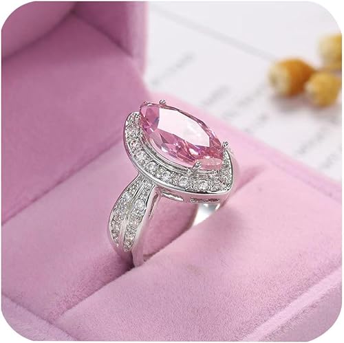 Miniatura 4 de Anillo marquesa de plata de ley 925 para mujer, anillo brillante de zafiro con ojo de caballo, circonita cúbica, rosa, diamantes y piedras