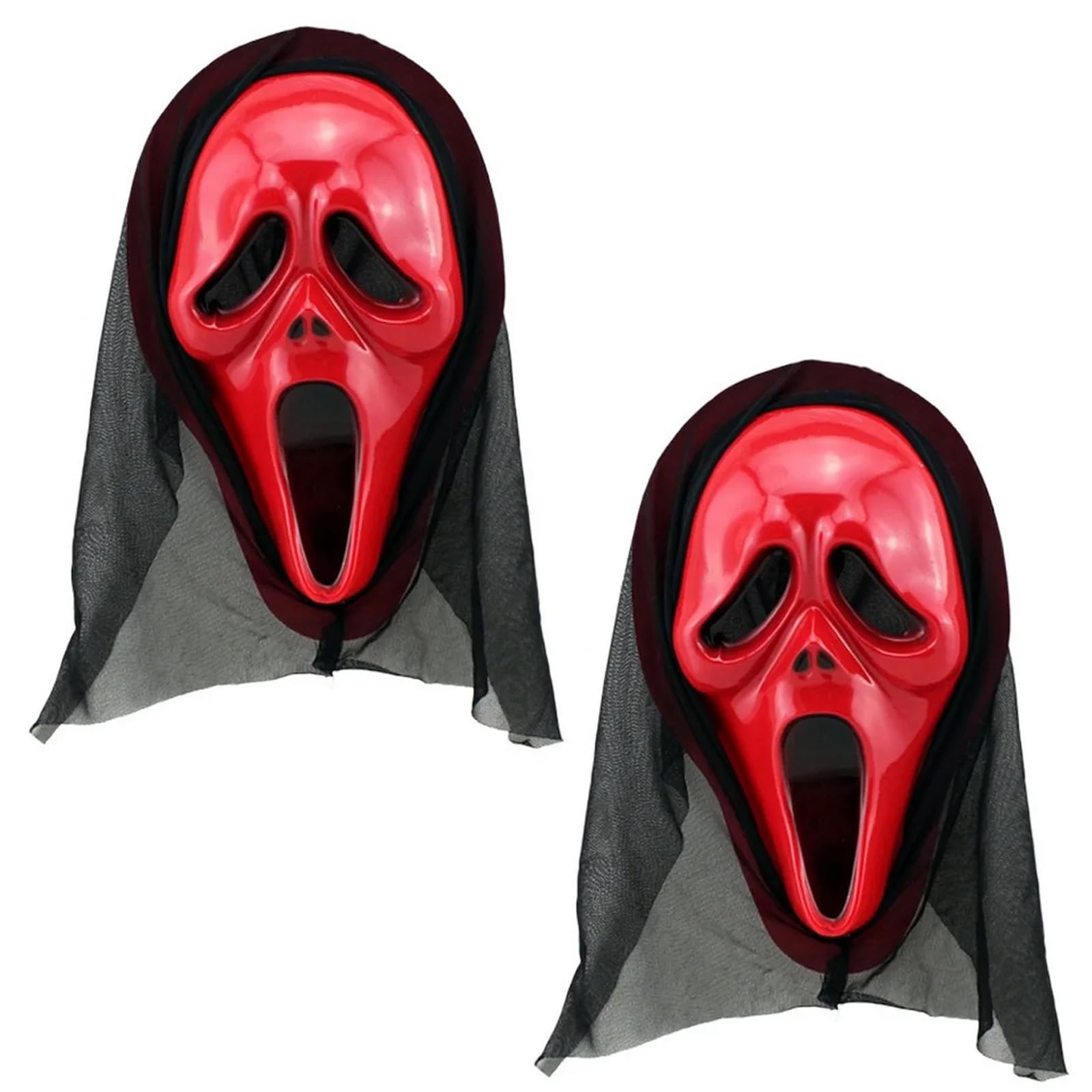 TECKI 2 Piezas Rojo Mascara de Scream - Disfraz Halloween de Terror, Mascara Realista para Cosplay Fiesta, Mascarada, Casa Embrujada, Carnaval