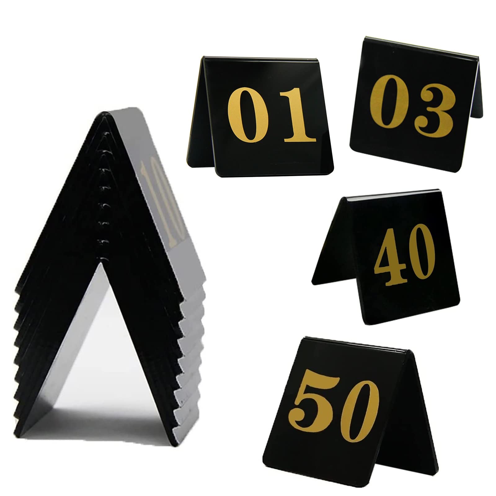 Números de mesa acrílicos negros dobles para numeración de mesas en hostelería