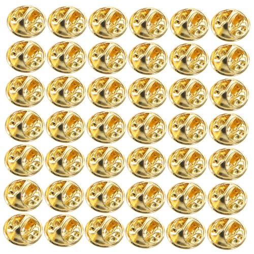 jojofuny Brass Butterfly Pin Backs (100 Pcs) Locking Pin Backs Tie Tacks Hat Badges Jewelry Fasteners Suitable for Business Formal Occasions
