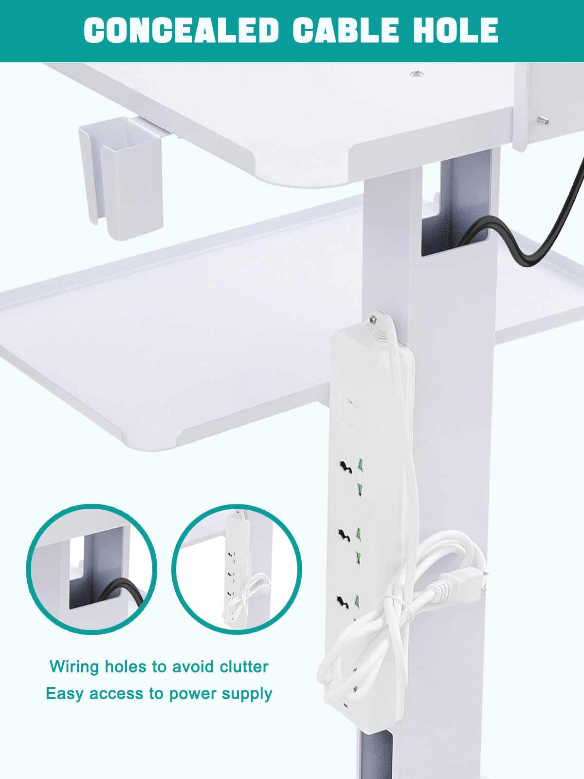 Carrito médico para Carrito móvil con Soporte para Monitor y Escáner Oral, Carro Dental con Ruedas, Carro de Doble Capa para Hospital, Clinica Dental y Oficina