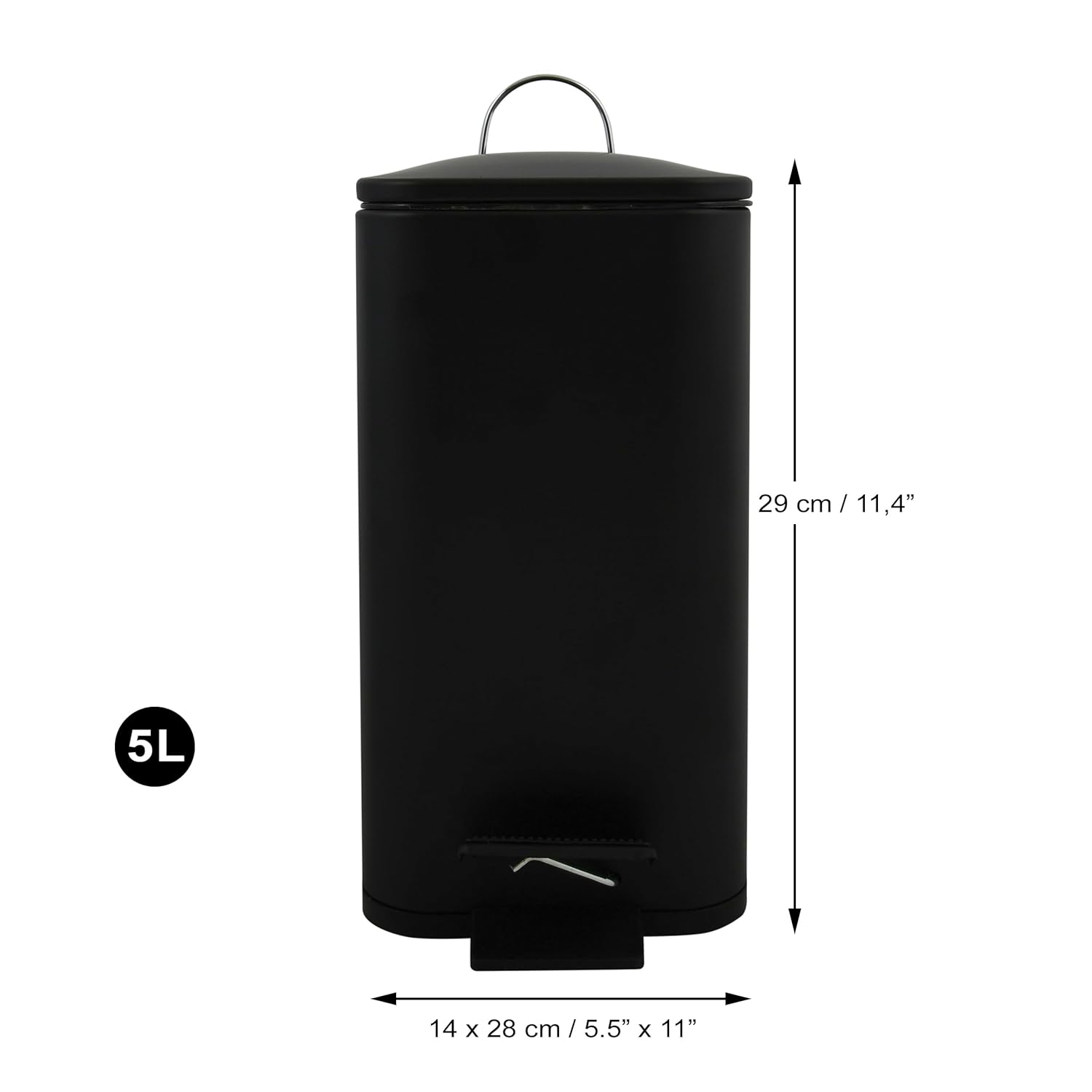 Spirella SP2495 Erik Trash Can, Plastic, Black