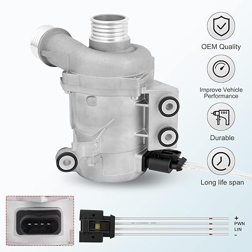 Miniatura 4 de Bomba de agua de motor eléctrico y carcasa de termostato refrigerante compatible con BMW 325i 325xi 328i 328xi 330i 330xi 525i 525xi 528i 528xi 530i