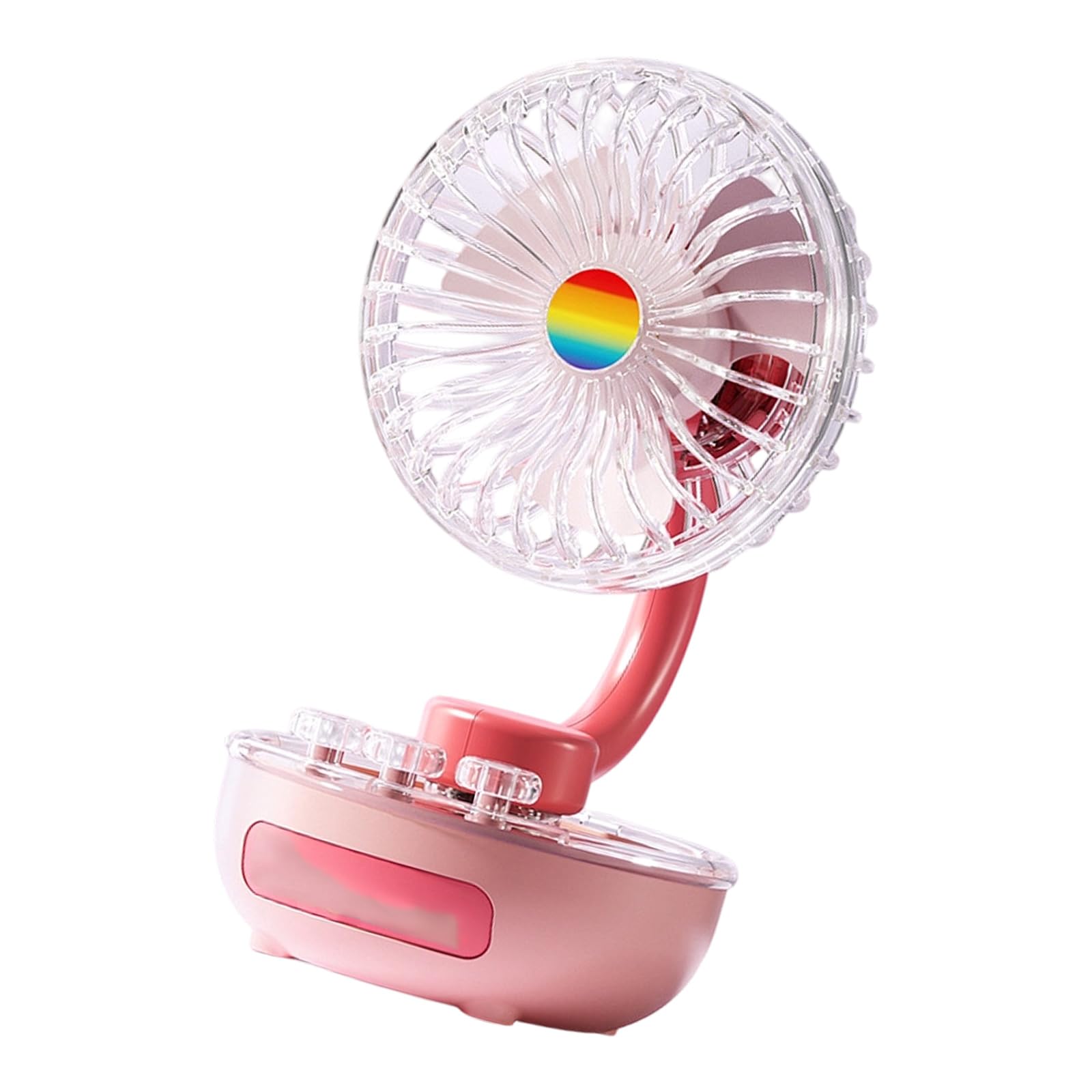 NRVTRE Portable Desktop Fan USB Rechargeable Desk Outdoor Desk Fan with LED Light 3 Speed Portable Desktop for Bedroom