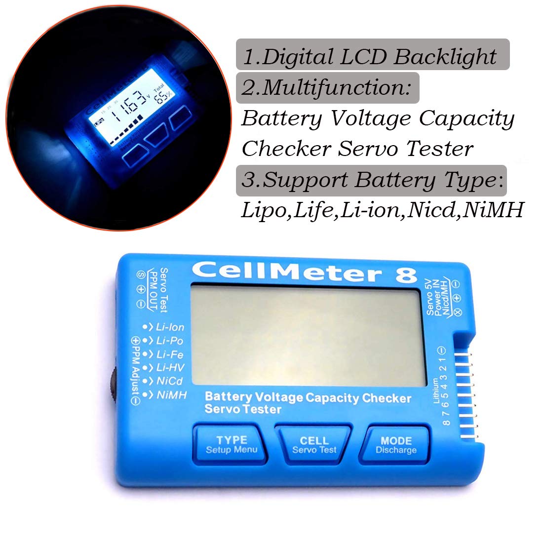 Rc Battery Monitoring Module RC Battery Monitor RC Cellmeter 8 - Digital Battery Checker & Voltage ...
