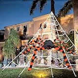 Halloween Decorations Outdoor: 50'Giant Spider+200'Triangle Spider Web Set...