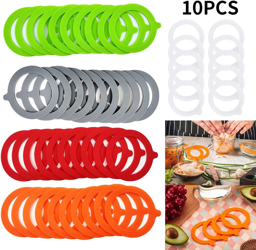 10Pcs Silicone Replacement Gasket Airtight Rubber Seals Rings Leak-Proof Canning Seals For Glass Clip Jars Storage Containers(Green)