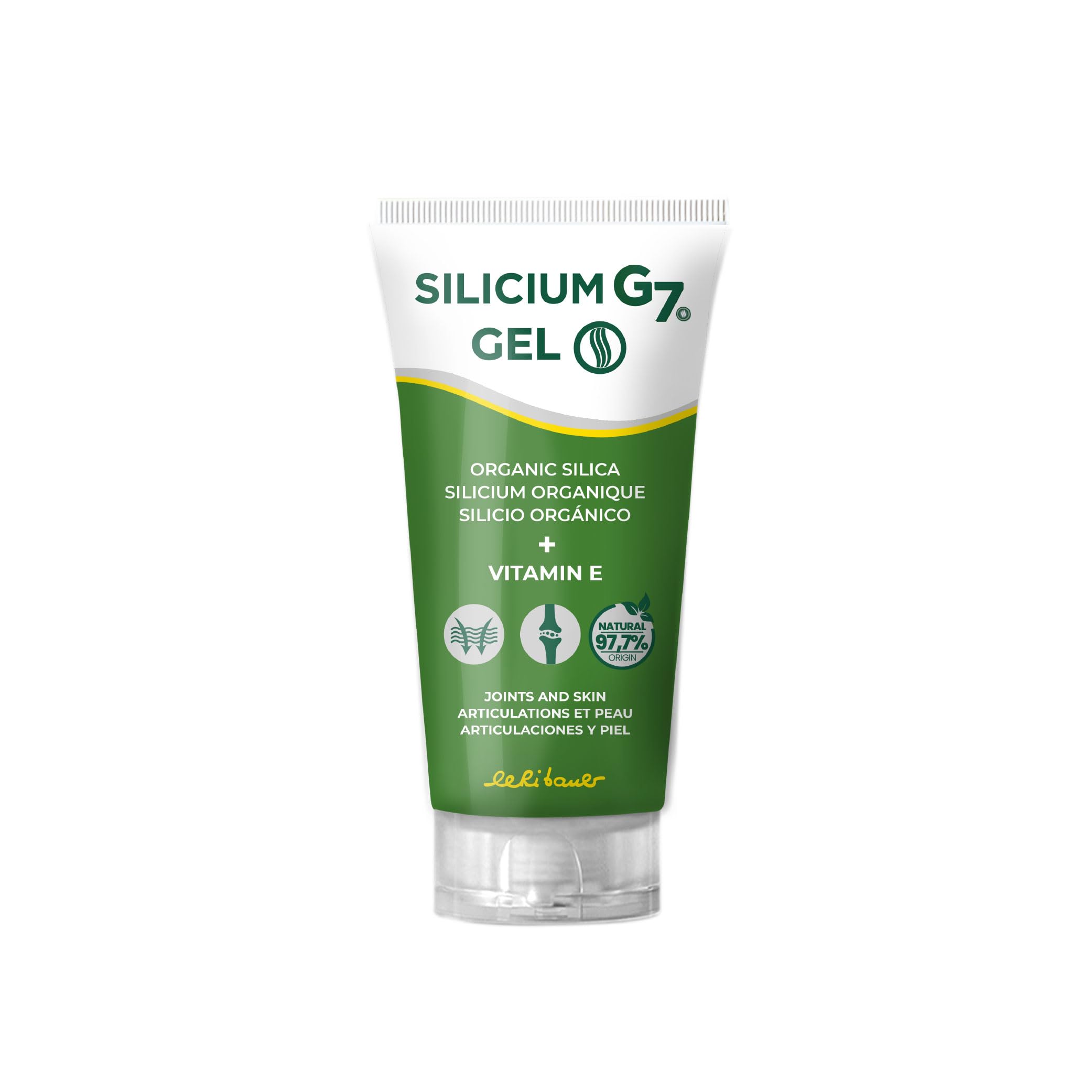Silicium G7 Gel Corporal con Alta Concentración de Silicio para Articulaciones y Músculos Absorción Rápida Textura Ligera Uso Diario Formato Tópico sin Parabenos. 150 ml