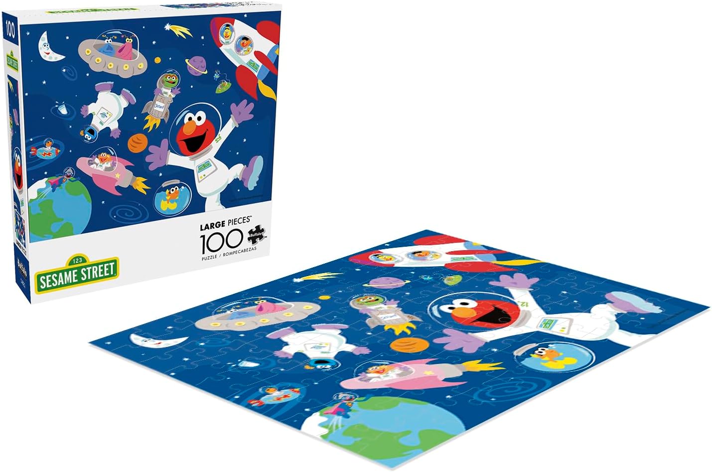 Buffalo Games - Sesame Workshop - Sesame Street in Space - 100 Piece Jigsaw Puzzle for Families -Challenging Puzzle Perfect for Game Nights - Finished Size is 15.00 x 11.00 – Precision-Cut Pieces