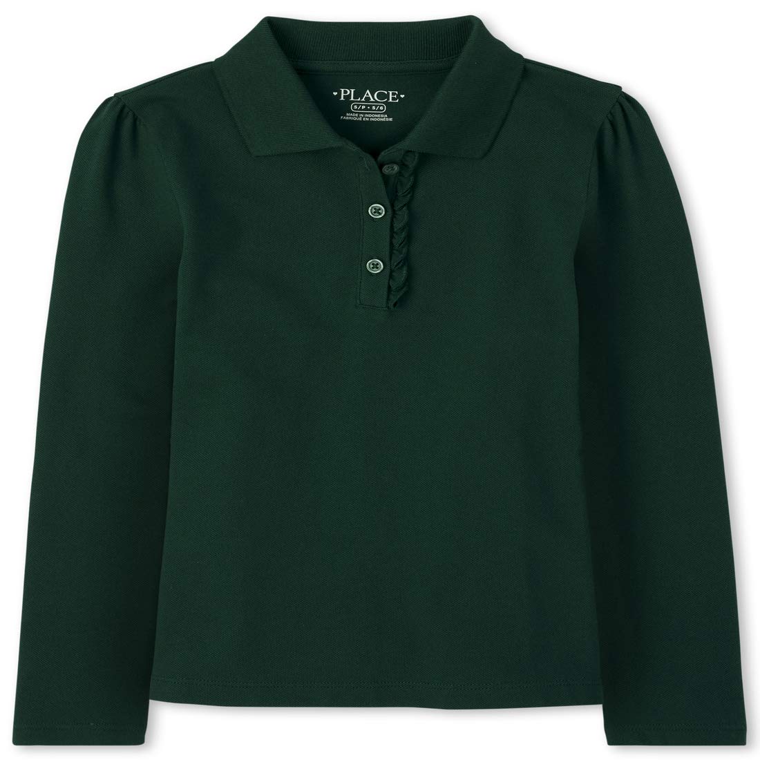 The Children's Place Girls' Uniform Long Sleeve Ruffle Pique Polo