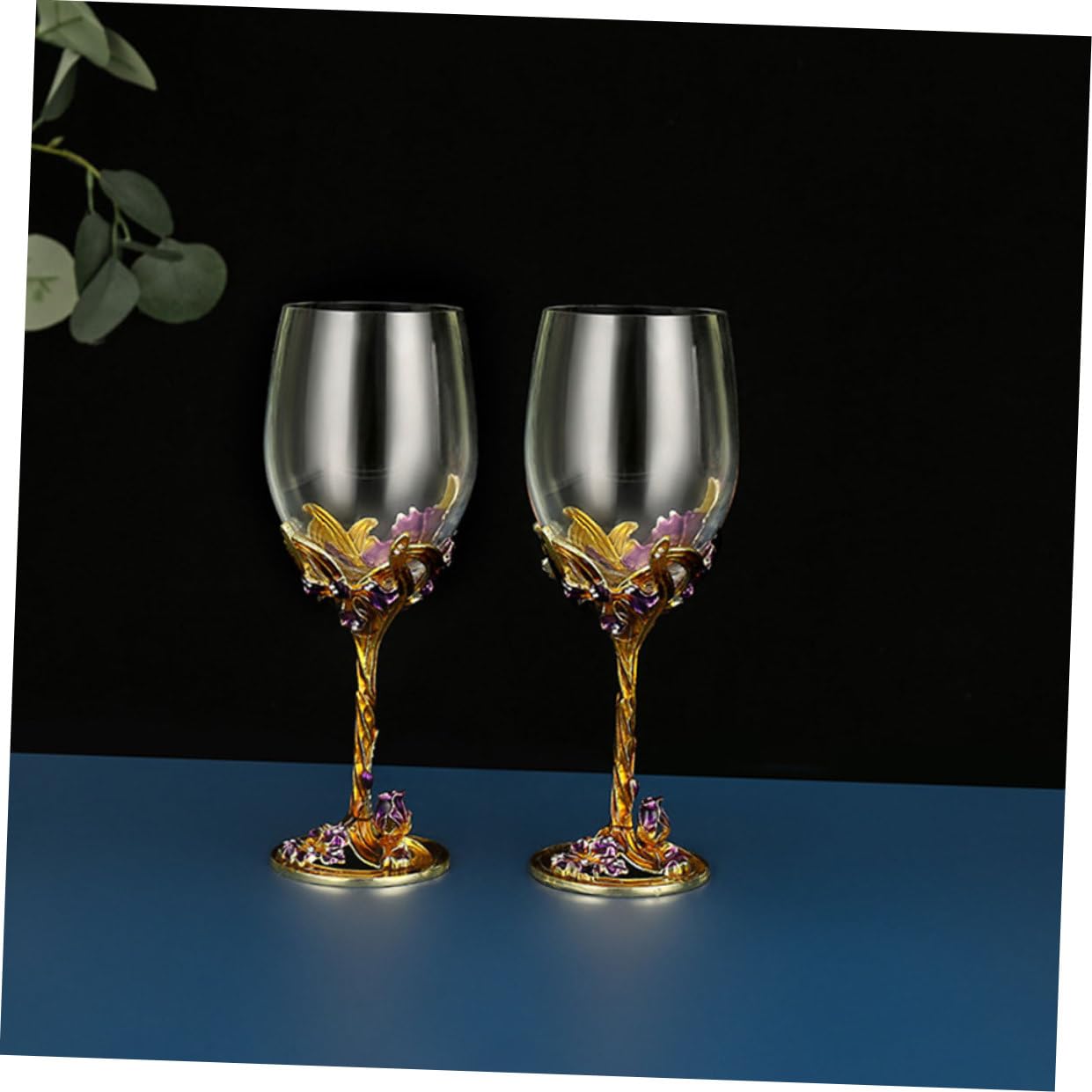 Set 2 Bicchieri da Whisky Smaltati Dorati Calici da Vino in Cristallo per Uso Domestico e Matrimonio Bicchieri Decorativi per Bar e Serate di Degustazione a Casa