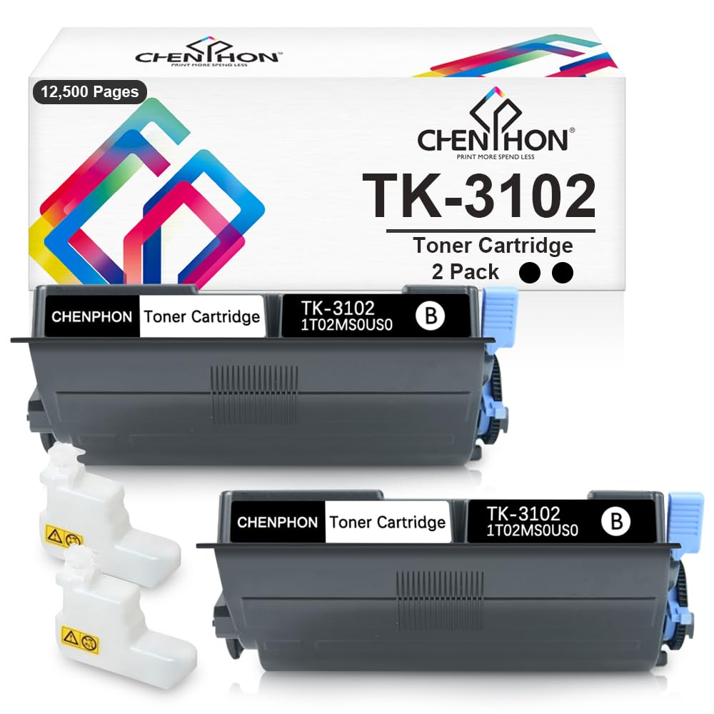 CHENPHONTK-3102 Toner Compatible Kyocera Mita TK-3102 TK3102 1T02MS0US0 Toner Cartridge Replacement for ECOSYS FS-2100D FS-2100DN M3040idn M3540idn Printer Toner (High Capacity 12,500 Pages, 2-Pack)
