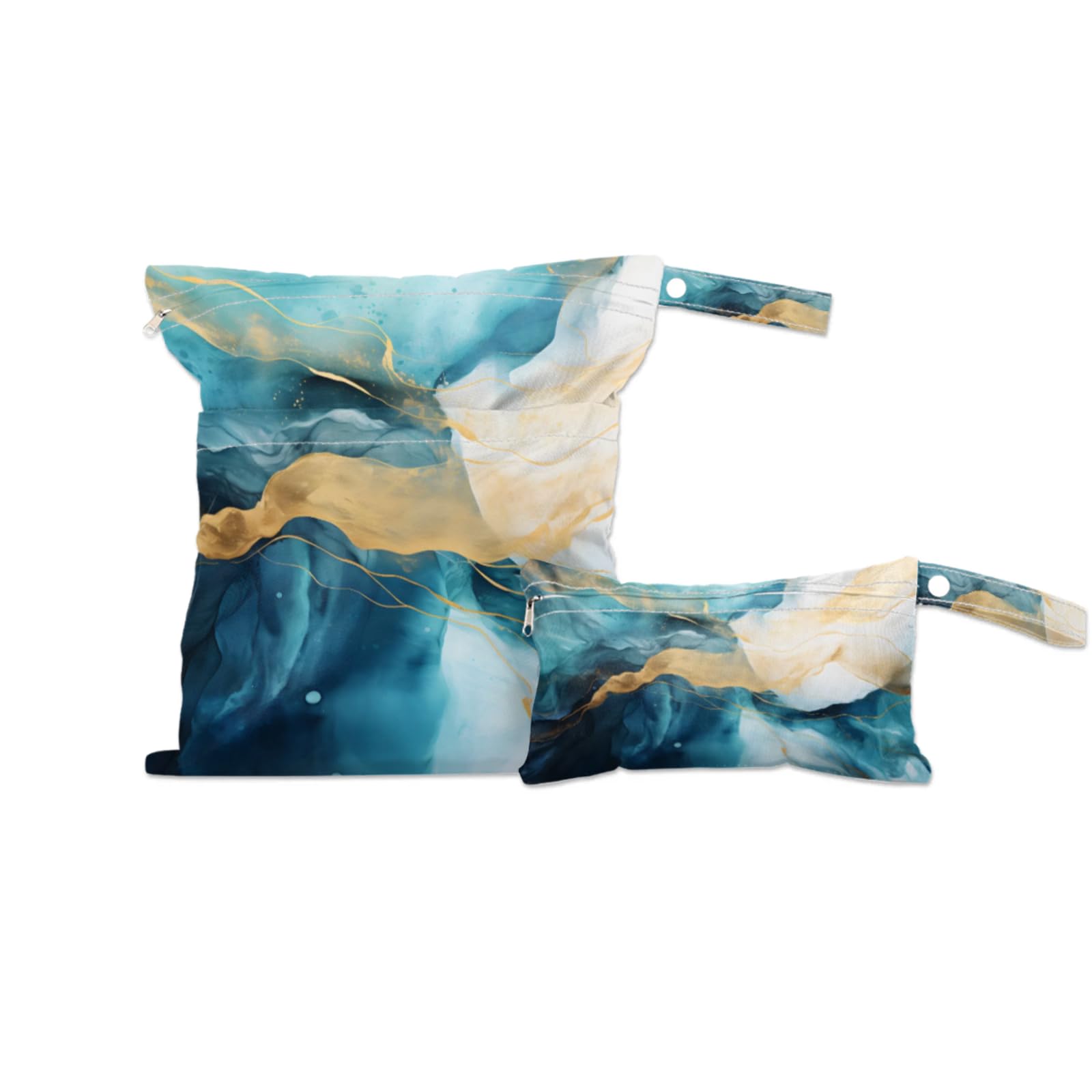 GzLeyigou 2 Set Marble Surface Blue Wet Dry Bags for Baby Cloth Diapers Waterproof Reusable Storage Bag for Travel,Beach,Pool,Daycare,Stroller,Gym,Laundry,Dirty Clothes,Swimsuits Wet Clothes, Wet Bag
