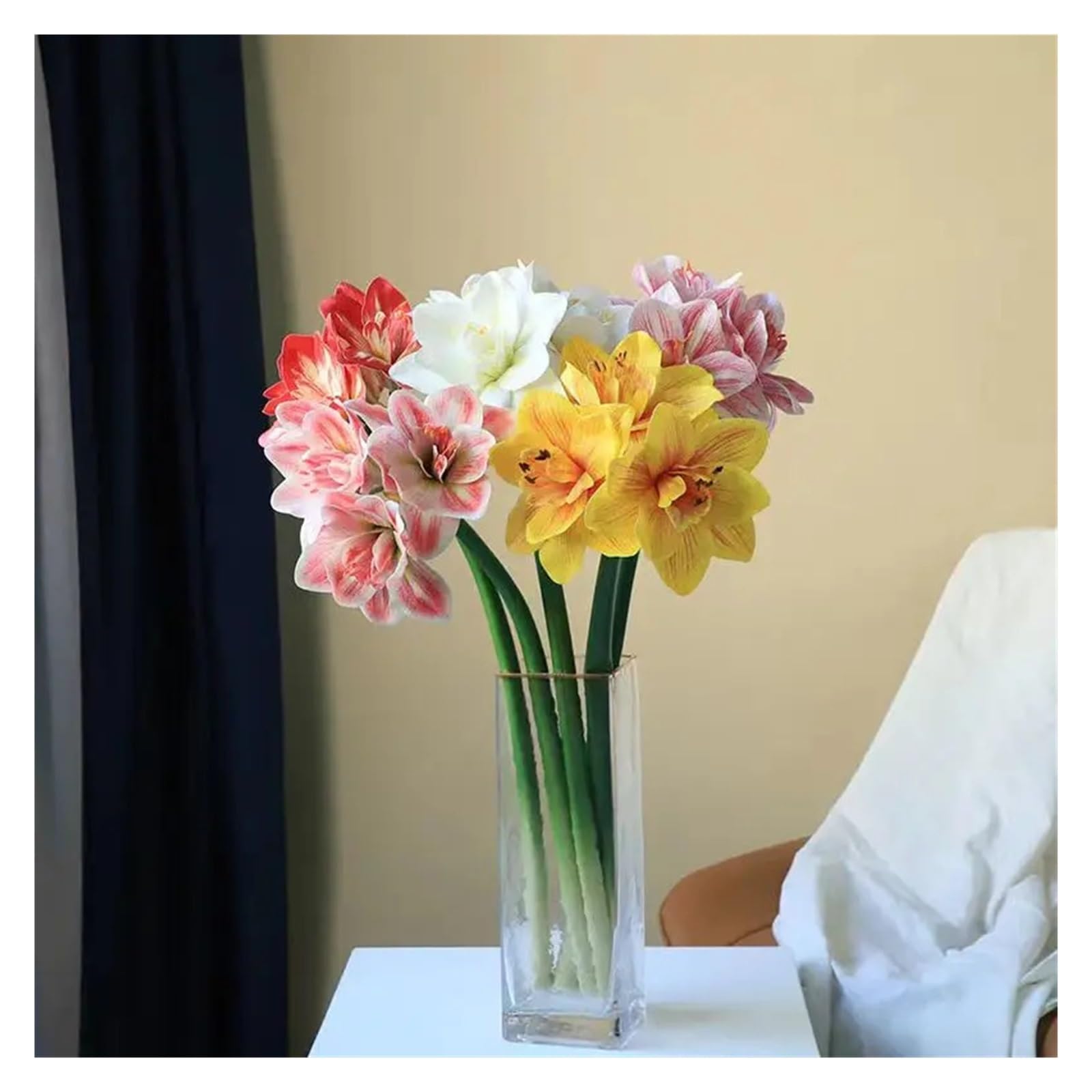 2 Stück Künstliche Amaryllis-Blumen, Stiel, fühlt Sich echt an, große Tropische Blumen, Clivia-Blumen for Vasenarrangements, Home-Office-Dekor(2Pcs Light Pink)