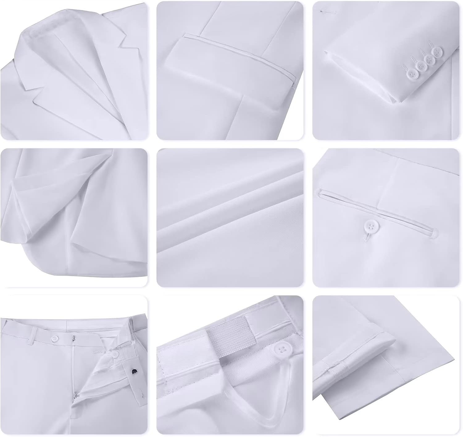 Men's Suit Slim Fit Single Breasted Wedding Suits for Men White Prom Tuxedo Business Suit Blazer Pants Set XXL