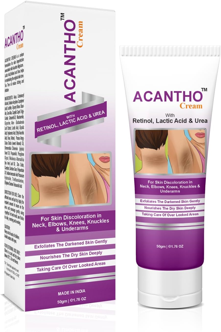 HealNCure Acantho Cream,Say Bye To Nigricans. For Dark Body Parts Like Elbows, Neck Neck, Ankles, Knuckles, Armpits &Thighs - 50G