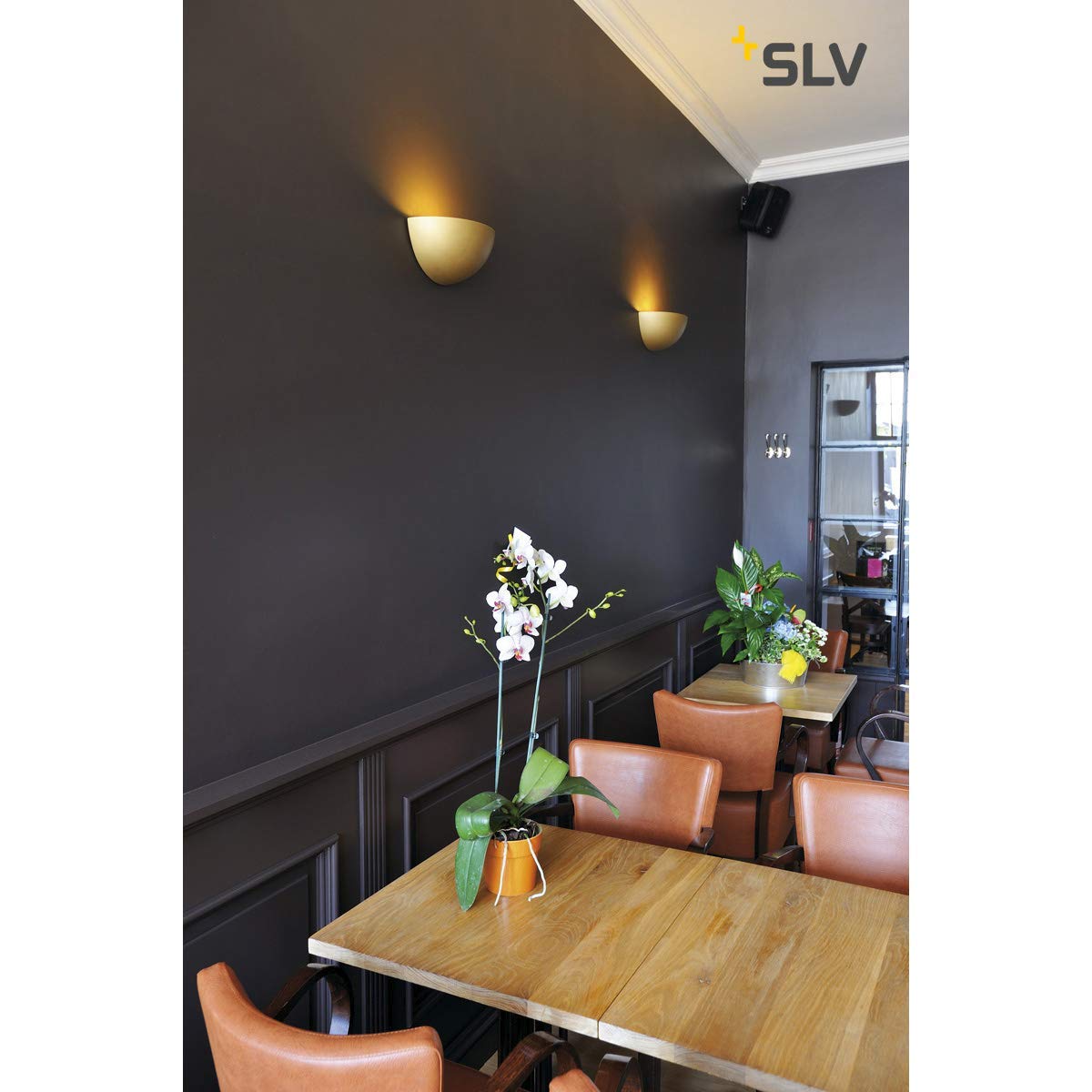 SLV PLASTRA 101 | Wandleuchte, Wandbeleuchtung, weißer Gips überstreichbar mit Wandfarbe | halbrund, indirekter Lichtaustritt, weiß, E14, max. 40 W