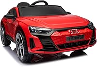 Vista 1 de Vehículo eléctrico para niños de 12 V con control remoto, licencia oficial de Audi, música Bluetooth, modo mecedor, luces LED, asiento de cuero, 3