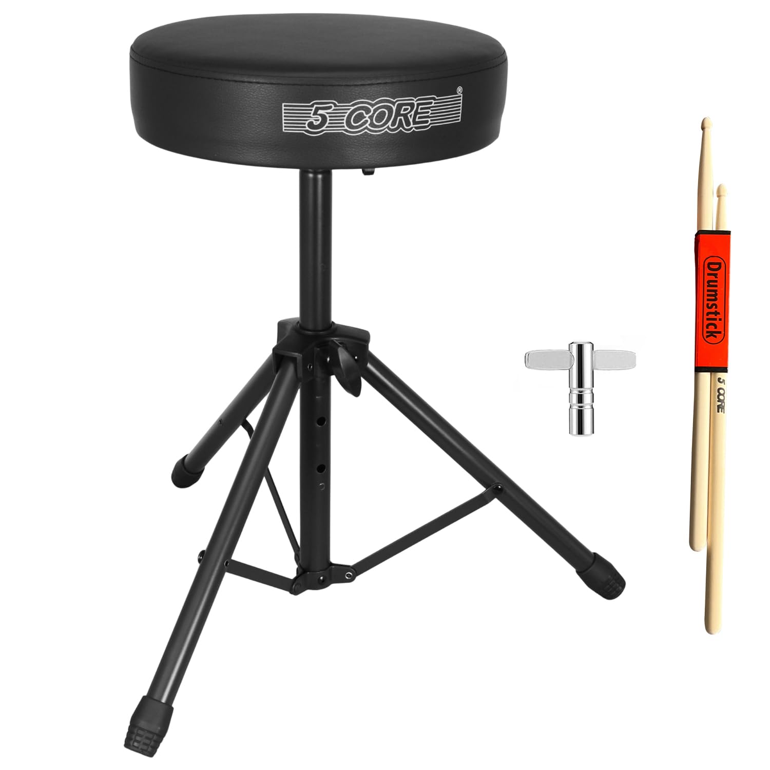 5 CORE Drum Throne 3 Inch Thick Padded Memory Foam Comfortable Guitar Stool 330Lb Capacity Height Adjustable to 22" Drummer Seat for Adults and Kids Black - DS 01 BLK