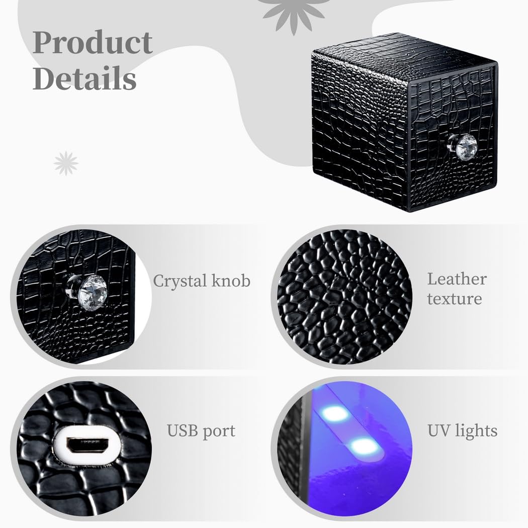 Soporte para brocas de uñas, funda de cabezal de molienda de 48 ranuras con función de limpieza de luz azul LED, organizador portátil de brocas de uñas para uso profesional
