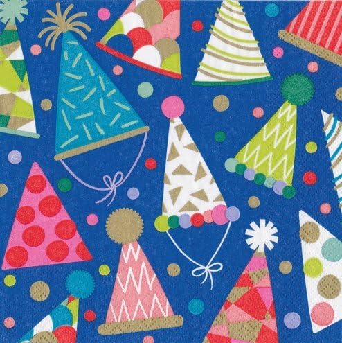 Caspari Napkins Birthday Party Paper Napkins Cocktail Napkins Party Hats Pk 40