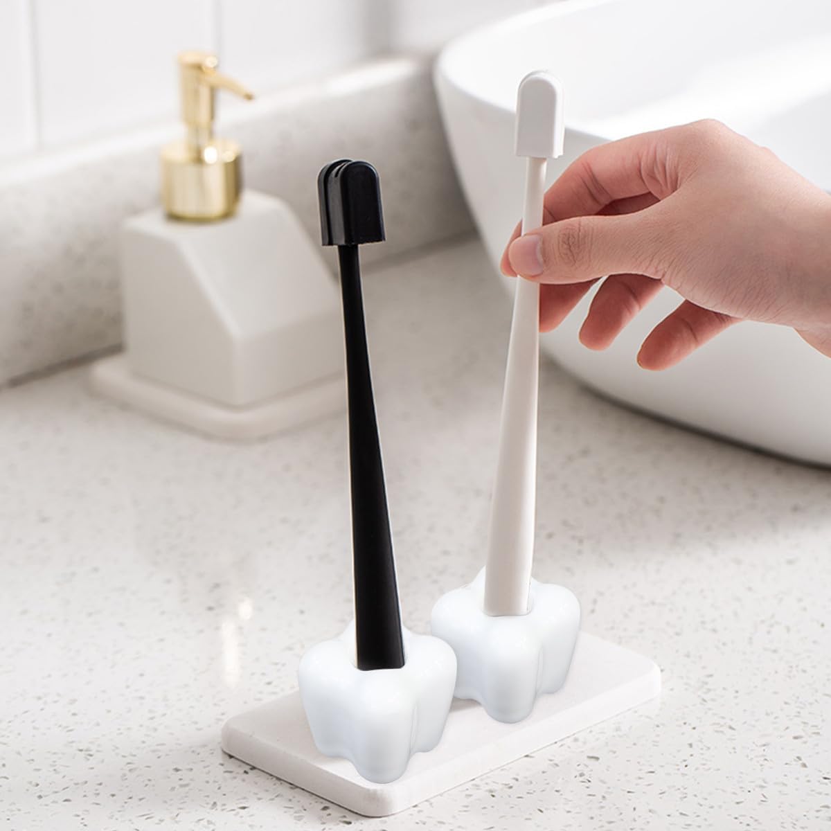2 Pcs Shaped Ceramic Holder Stand for Bathroom Vanity image 5