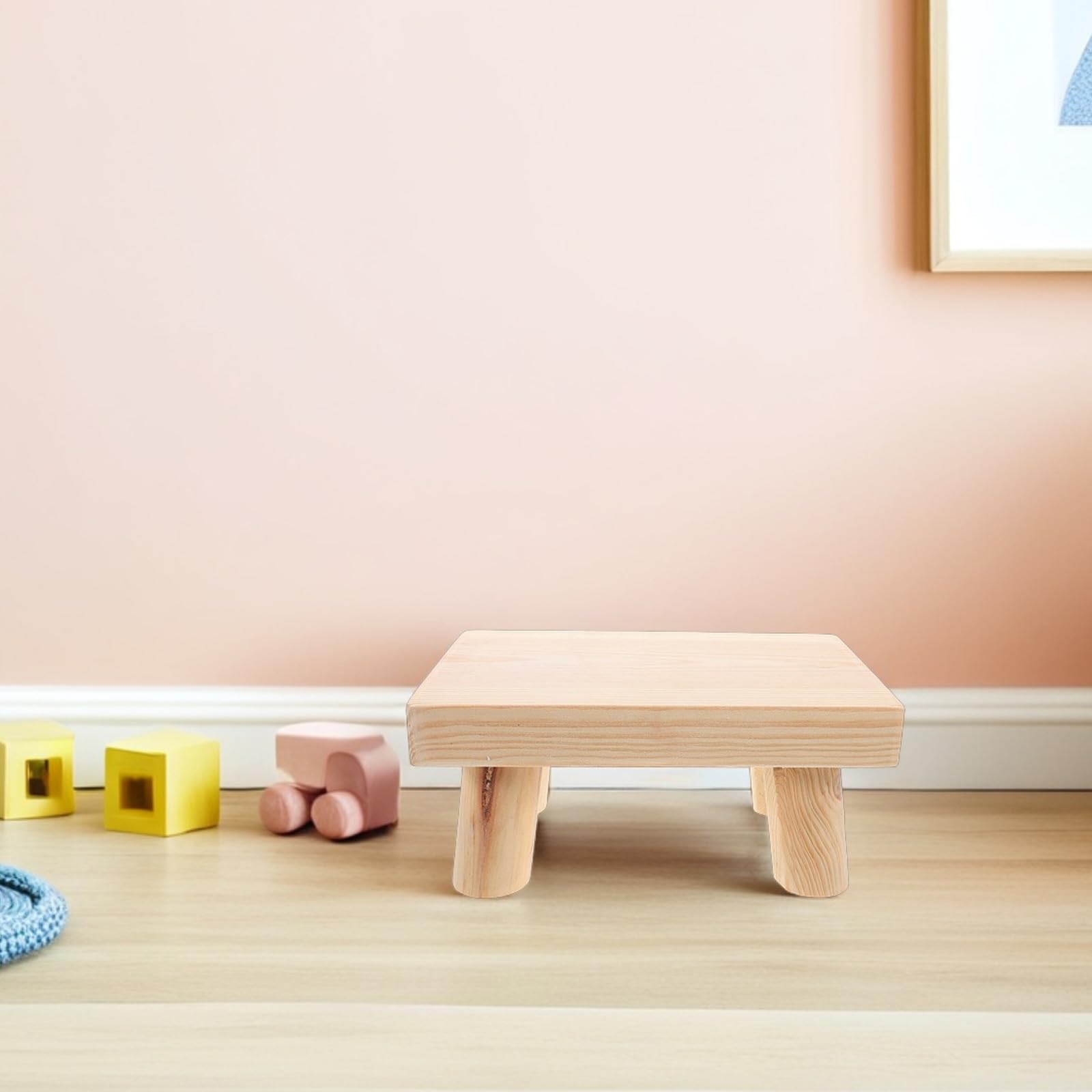 VALICLUD Sgabello Basso con Superficie Antiscivolo in Legno per Bambini Leggero e Design Portatile e Adatto per Uso Domestico e All'aperto