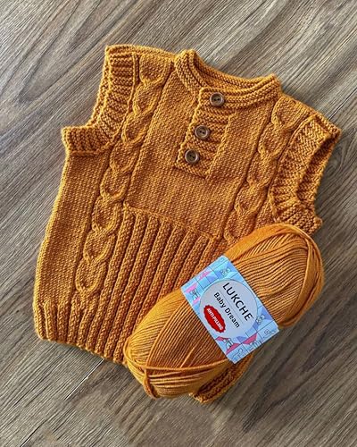 Image of Baby Dream Soft Yarn - 100% Acrylic, Premium Anti-Pilling, 3.5 oz (100g), 273 yds - Soft Yarn for Crochet and Knitting Projects (Mustard)