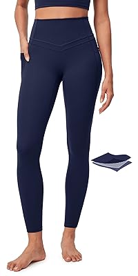 IUGA Compression Leggings with Pockets for Women Tummy Control Leggings No Front Seam Workout High Waist Yoga Pants,Blue at Amazon Women’s Clothing store