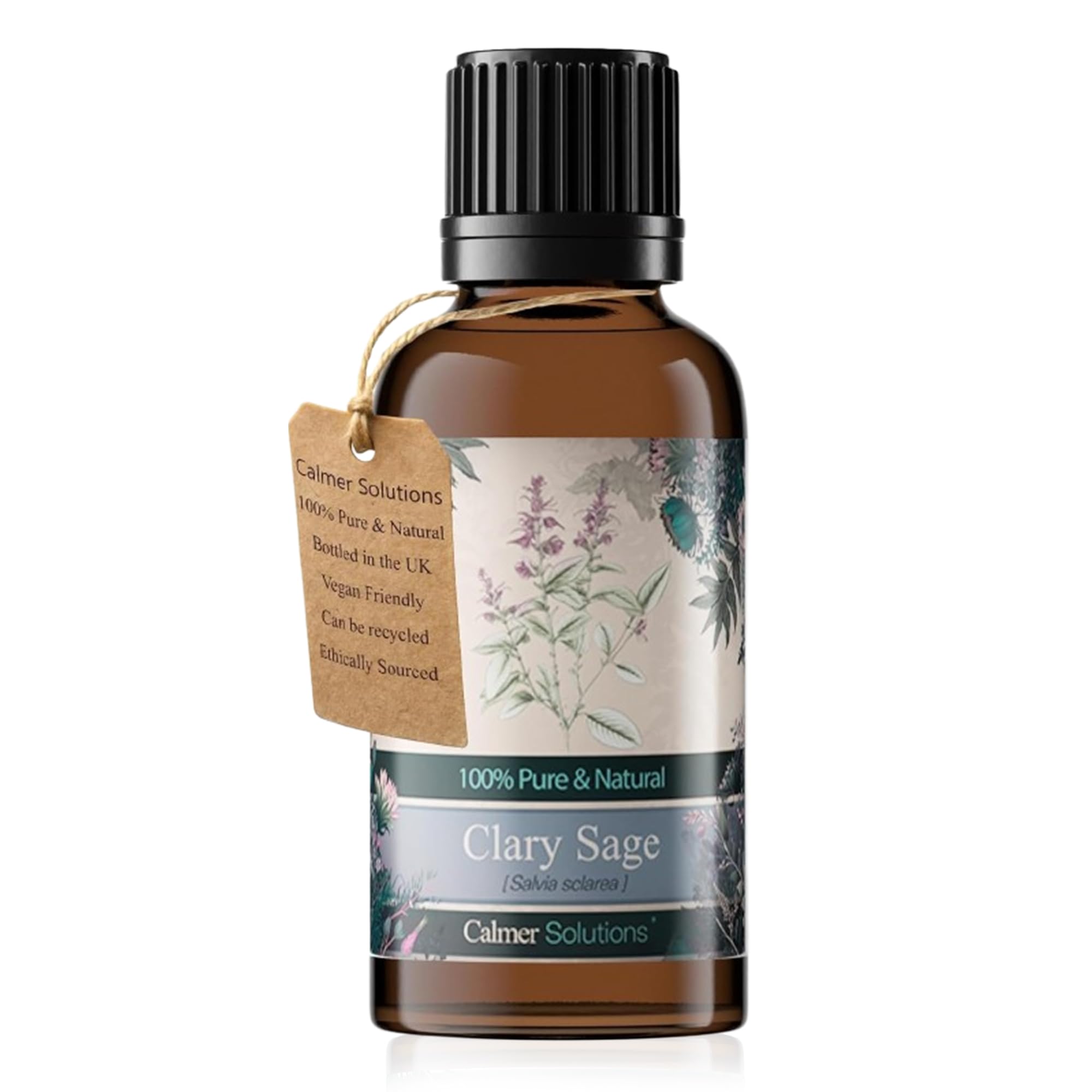 Calmer Solutions Pale Yellow | Clary Sage - 30Ml | Depression, Stress, Aches | Pure 100% Uk Sourced Natural Essential Oils | Professional Or Home Use | Diffusers, Humidifiers, Candles & More