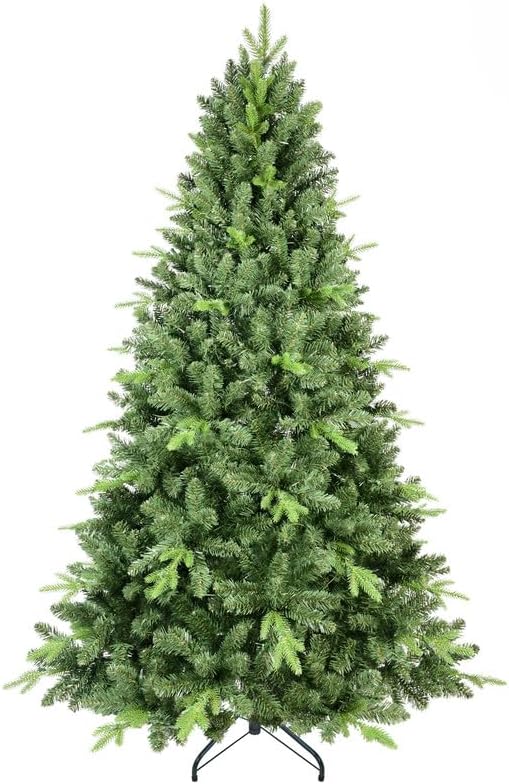 7.5FT Classic Christmas Tree with 2155 PE+PVC Tips – Realistic Hinged Branches, Easy Assembly, Stable Metal Stand, Full Natural Look for Holiday Decorating