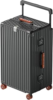 ROPLUS Aluminium Frame Checked-Luggage with Smooth Jelly Wheels, Hardside Zipperless Rolling Suitcase with TSA Lock (Grey, 28-Inch)