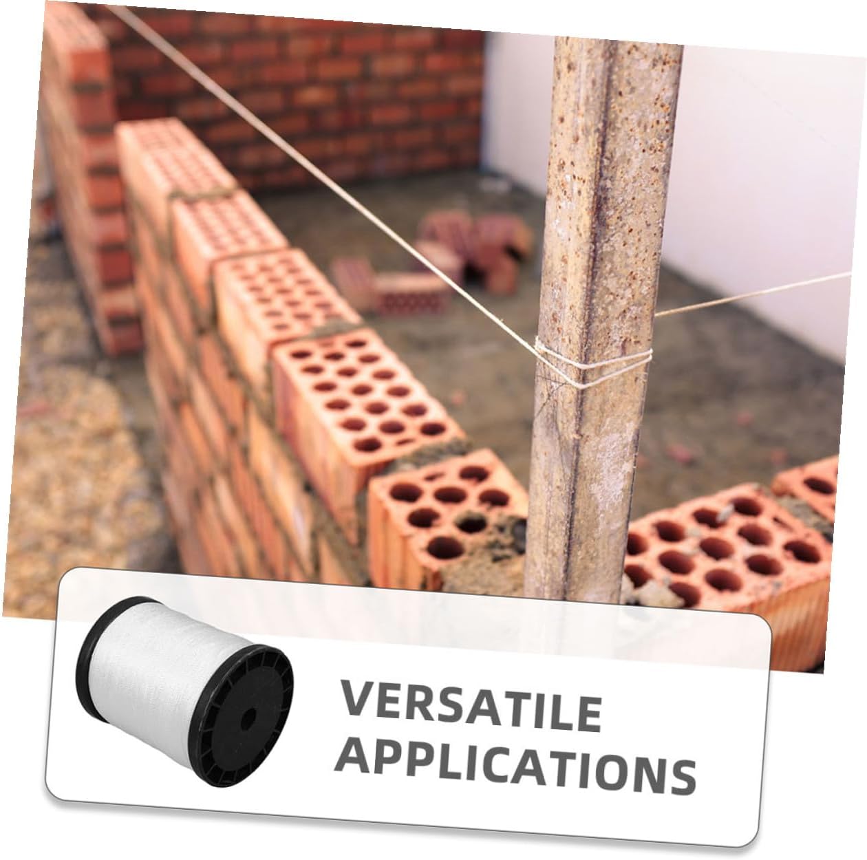 3 Rolls Twisted Nylon Masonry String Line for Construction Sites, Sturdy Bricklaying Twine Cord, Outdoor Mason String Supply for Building Projects