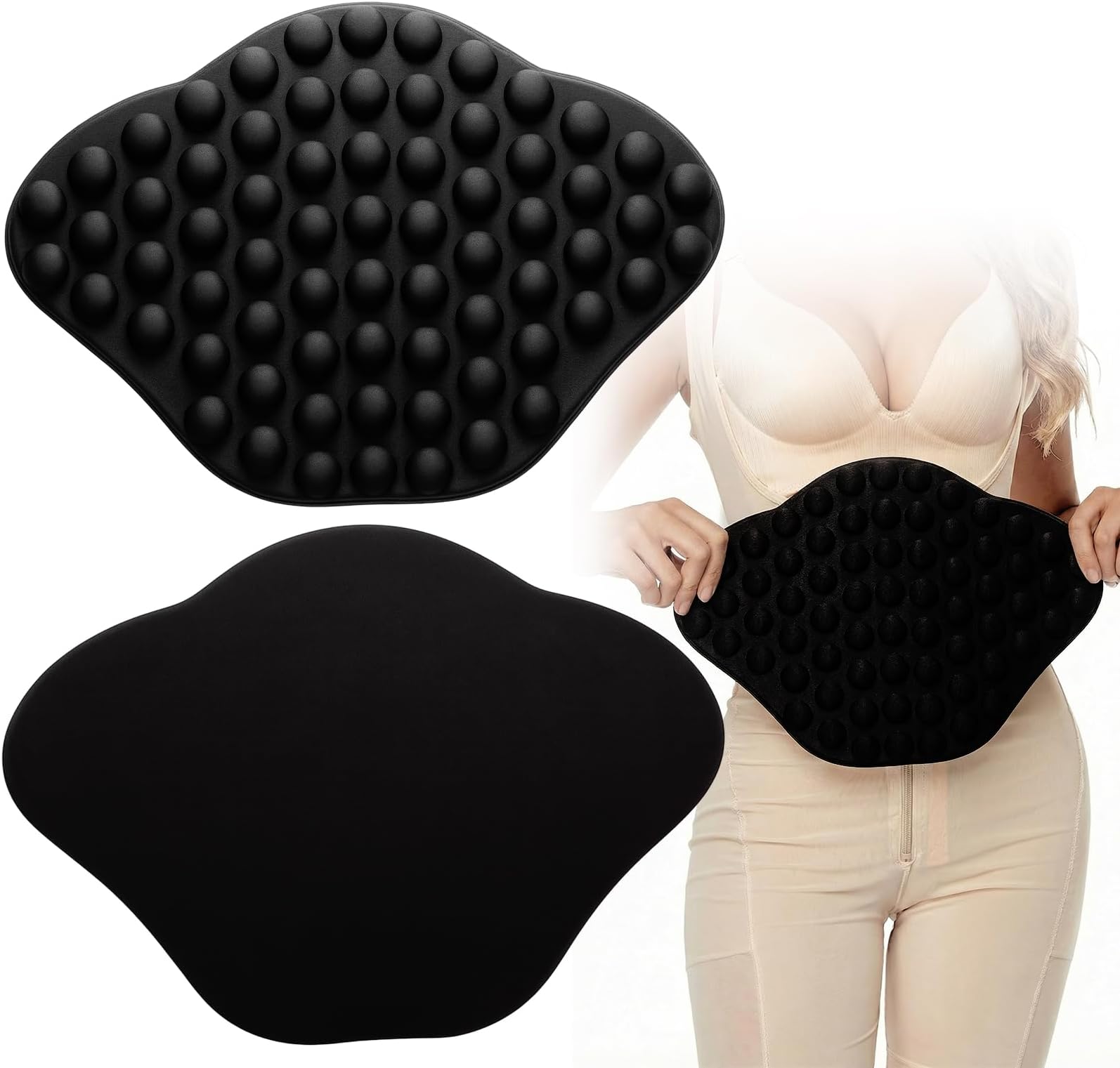 JolliLudo 2 Pcs Napped Lymphpads Lipo Foam Compression Board Abdominal Board Liposuction Post Surgery Lymphatic Napped Ab Compression Lipo Foams (Black)